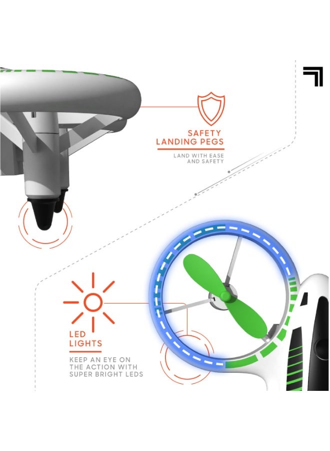 Sharper Image 2.4GHz RC Quadcopter Plane Glow Up Beginners Mini Stunt Drone with LED Lights & Rechargeable Battery for Kids 8+ Years - Image 3